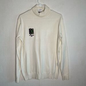 Karl Jacobs Sweater Men’s Large White Enchantment Knit Embroidered Turtle‎ Neck